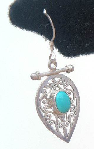 Sterling silver Jali pendent with Turquoise stone RPe2010T